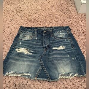 American Eagle Outfitters Ripped Mini Skirt - Blue